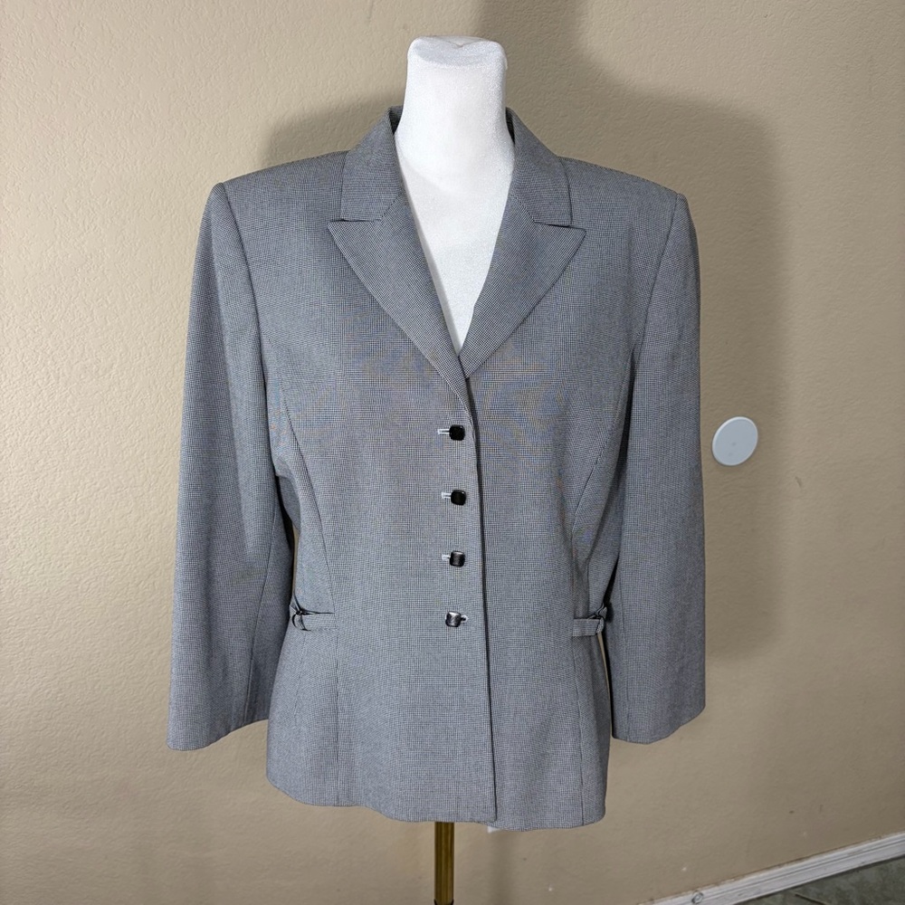 TAHARI Arthur S Levine Gray Houndstooth Career Blazer Sz 10 Office City Classic